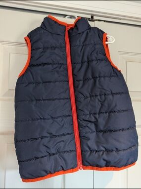 Gymboree Navy Puffer Vest with Orange Trim